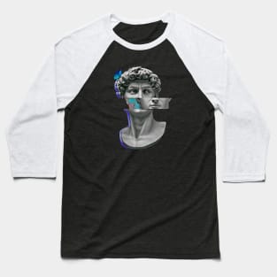 Michelangelo - David Retro Glitch Art Baseball T-Shirt